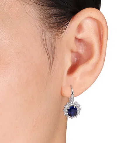 Macy's Lab-created Gemstone & Diamond Accent Drop Earrings In Sterling Silver In Metallic