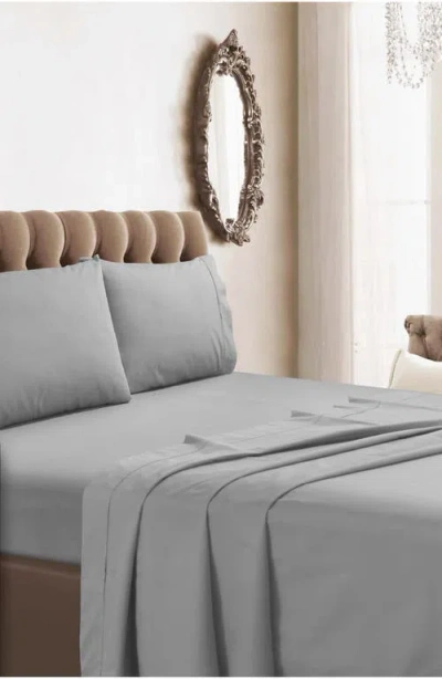 Azores Home 350 Thread Count Cotton Percale Sheet Set In Gray