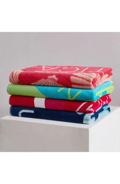 Nautica Set Of 2 Cotton Blend Terry Beach Towels In Blue