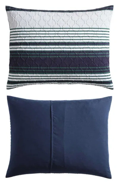 Nautica Lakefront Embossed Stripe Microfiber Comforter, Sheets & Throw Set In Blue