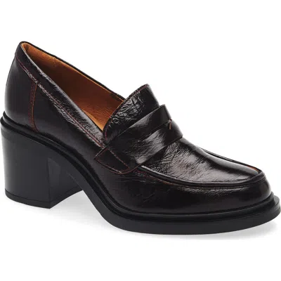 Miz Mooz Day Block Heel Penny Loafer In Burgundy