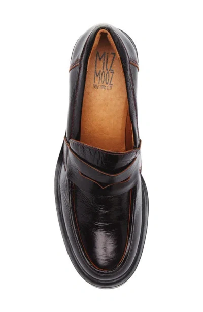 Miz Mooz Day Block Heel Penny Loafer In Burgundy