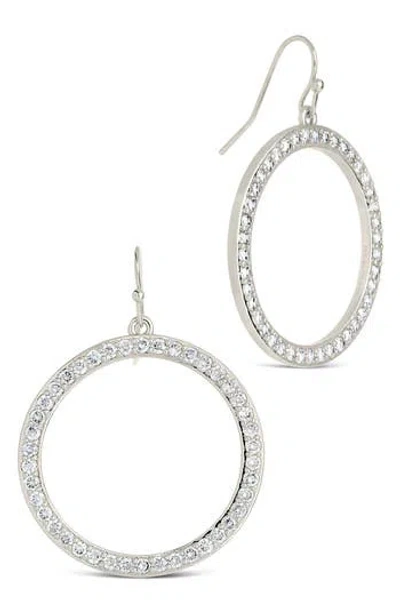 Sterling Forever Della Cubic Zirconia Circle Drop Earrings In Metallic