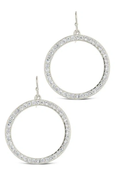Sterling Forever Della Cubic Zirconia Circle Drop Earrings In Metallic