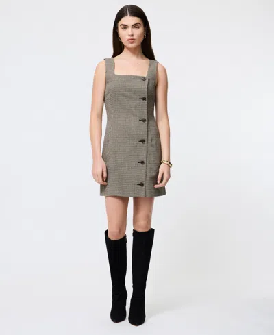 French Connection Houndstooth Sleeveless Button Front Minidress In Multi