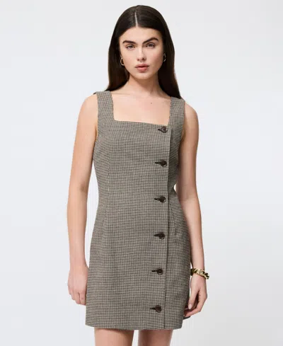 French Connection Houndstooth Sleeveless Button Front Minidress In Multi