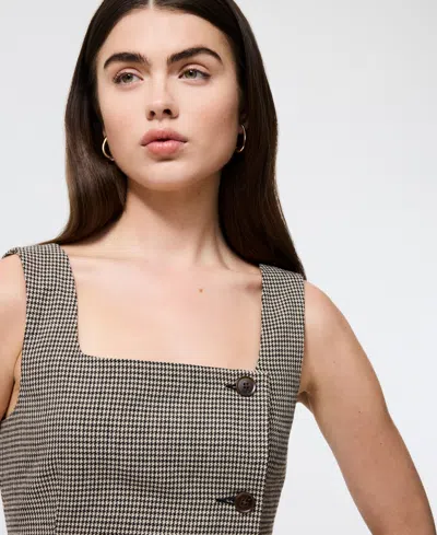 French Connection Houndstooth Sleeveless Button Front Minidress In Multi