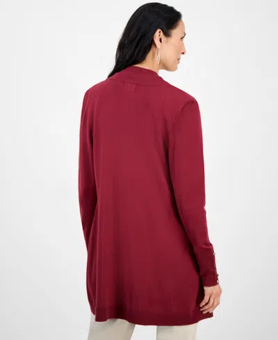 Jm Collection Womens Button Sleeve Flyaway Cardigan Pp 4x Created For Macys In Brown