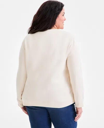 Style & Co Plus Size Fleece Crewneck Long-sleeve Top, Macy's Exclusive