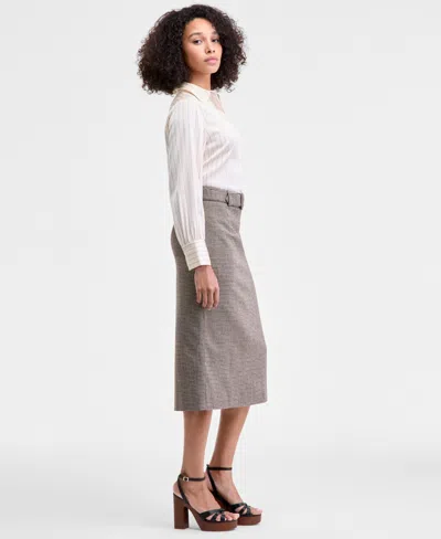 French Connection Women's Houndstooth Belted Midi Skirt In Multi