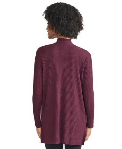 Jones New York Women's Sutton Ribbed Long-sleeve Cardigan Sweater In Burgundy