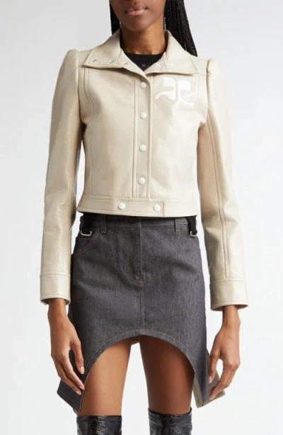 Courrèges Courreges Re Edition Jacket In Coated Cotton In Gold