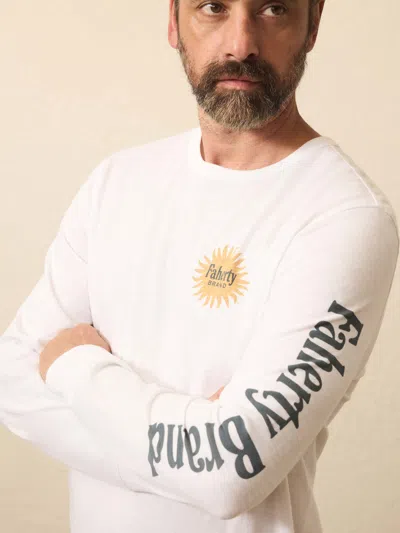 Faherty Ls Sunwashed Graphic T-shirt In White
