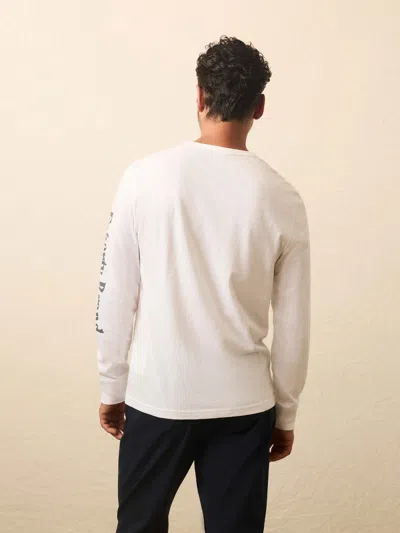 Faherty Ls Sunwashed Graphic T-shirt In White