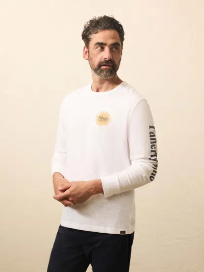 Faherty Ls Sunwashed Graphic T-shirt In White