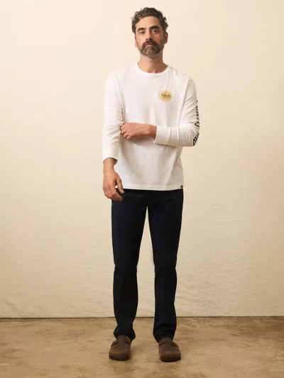 Faherty Ls Sunwashed Graphic T-shirt In White
