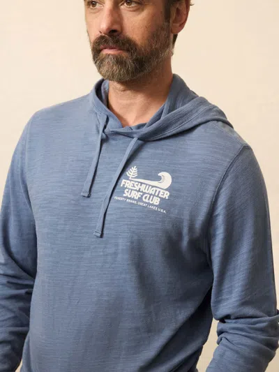 Faherty Sunwashed Slub Graphic Hoodie In Blue