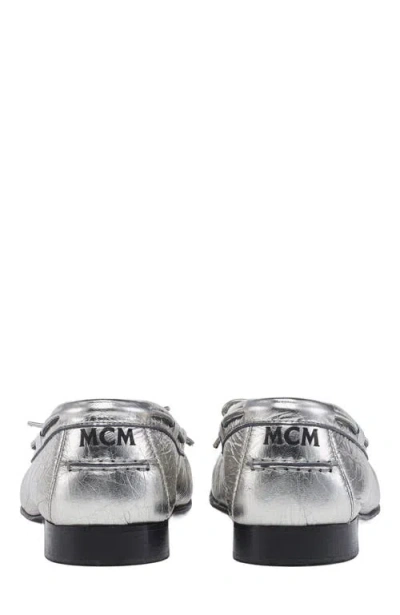 Mcm Moccasin In Metallic Calf Leather In Silver