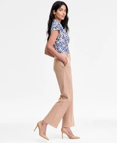 Kasper Women's Mid-rise Faux-fly Straight Pants, Regular & Petite In Neutral