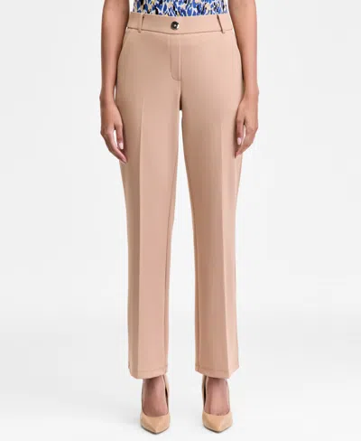 Kasper Women's Mid-rise Faux-fly Straight Pants, Regular & Petite In Neutral