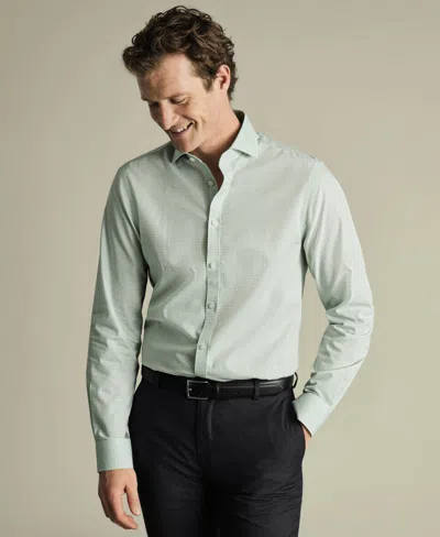 Charles Tyrwhitt Men's Non-iron Gingham Dress Shirt In Green
