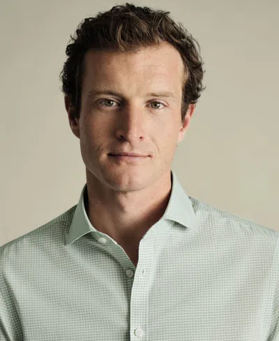 Charles Tyrwhitt Men's Non-iron Gingham Dress Shirt In Green