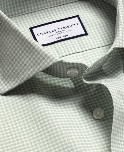 Charles Tyrwhitt Men's Non-iron Gingham Dress Shirt In Green