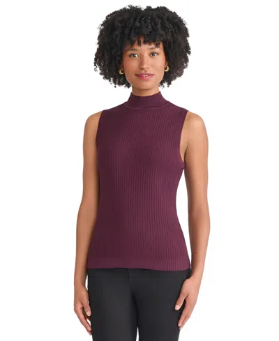 Jones New York Women's Sutton Mock-neck Sleeveless Sweater In Burgundy