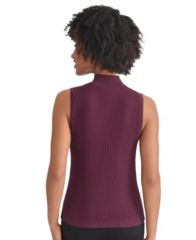 Jones New York Women's Sutton Mock-neck Sleeveless Sweater In Burgundy