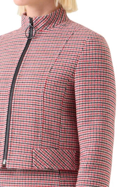 Akris Punto Houndstooth Virgin Wool Crop Jacket In Pink