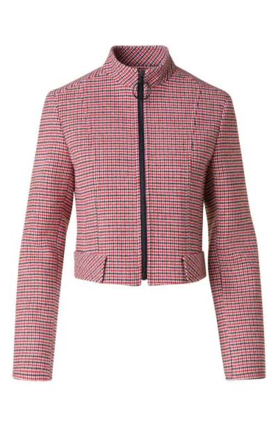 Akris Punto Houndstooth Virgin Wool Crop Jacket In Pink