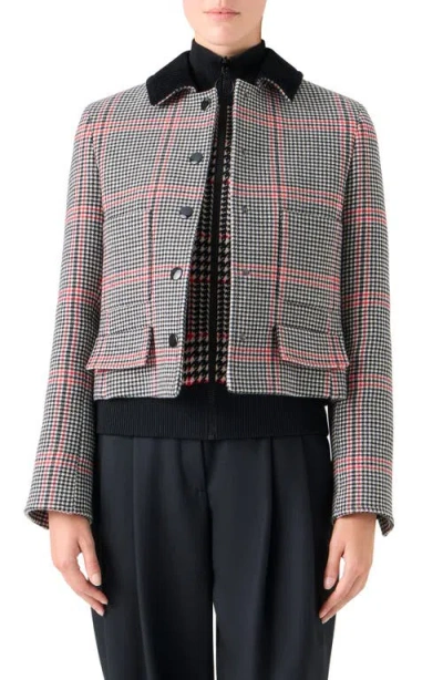 Akris Punto Glen Plaid Virgin Wool Crop Jacket In Multi