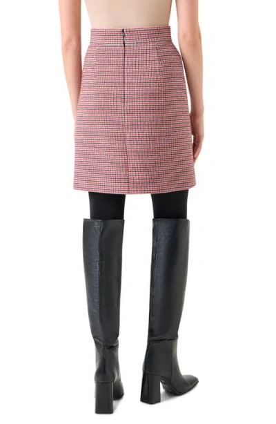 Akris Punto Houndstooth Wool Fresco A-line Mini Skirt In Pink