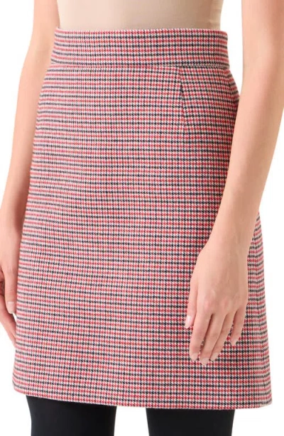 Akris Punto Houndstooth Wool Fresco A-line Mini Skirt In Pink