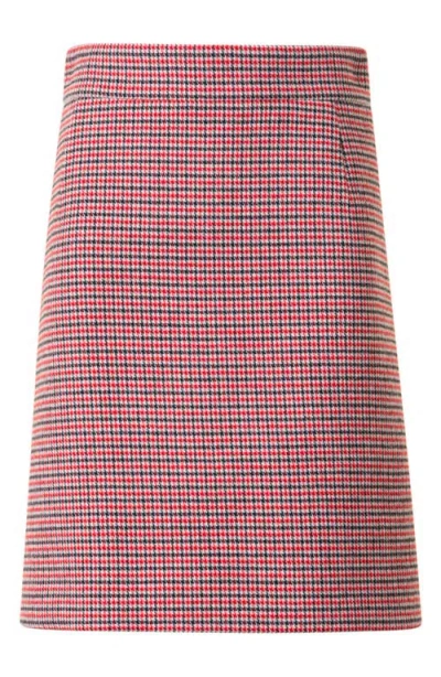 Akris Punto Houndstooth Wool Fresco A-line Mini Skirt In Pink