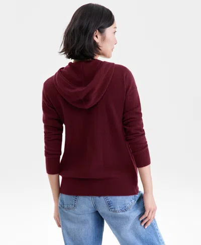 Charter Club Women's 100% Cashmere Zip Hoodie, Macy's Exclusive In Red