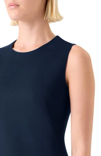 Akris Double Face Wool Flannel Sheath Dress In Blue