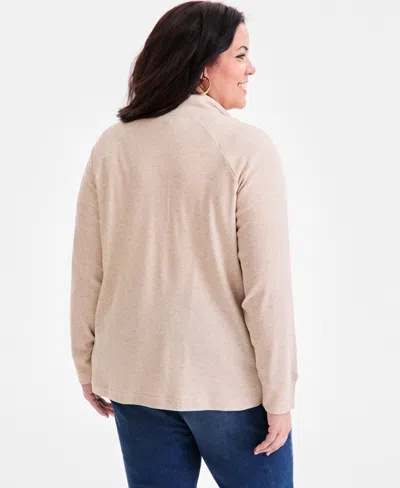 Style & Co Plus Size Waffle-knit Half-zip Top, Macy's Exclusive In Multi