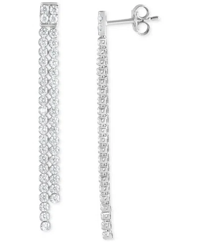 Badgley Mischka Lab Grown Diamond Linear Drop Earrings (1-3/4 Ct. T.w.) In 14k White Gold In Silver