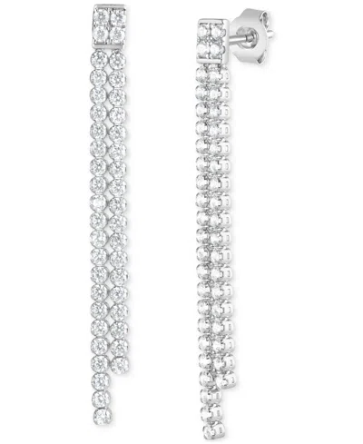 Badgley Mischka Lab Grown Diamond Linear Drop Earrings (1-3/4 Ct. T.w.) In 14k White Gold In Silver