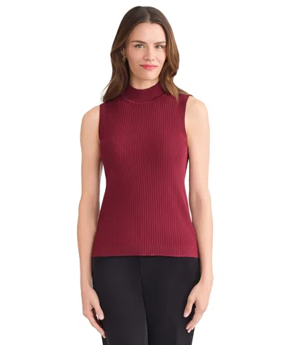 Jones New York Sutton Mock Neck Tank In Red