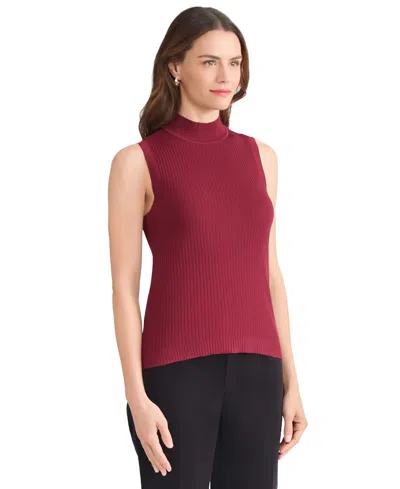 Jones New York Sutton Mock Neck Tank In Red