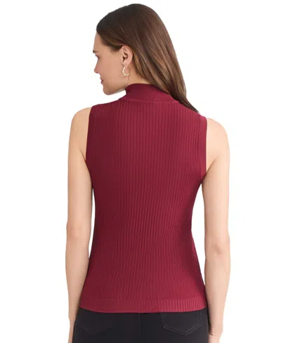 Jones New York Sutton Mock Neck Tank In Red