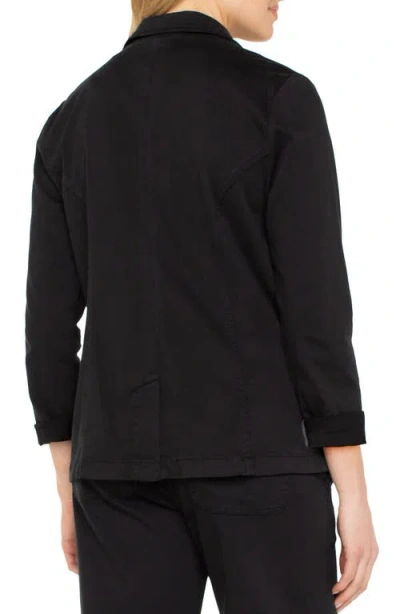 Liverpool Los Angeles Fitted Open Front Twill Blazer In Black