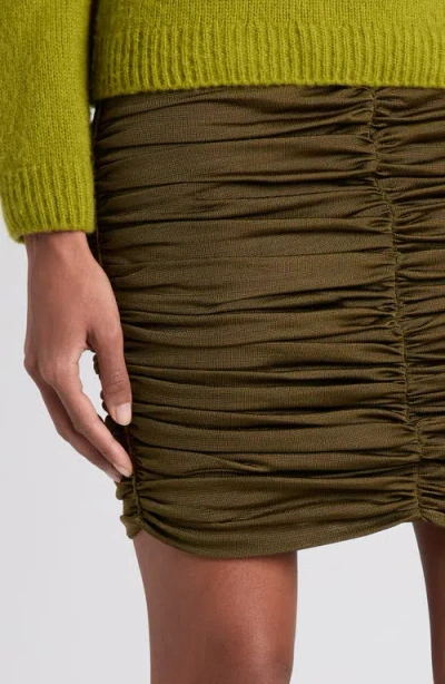 Tom Ford Ruched Silk Blend Miniskirt In Green