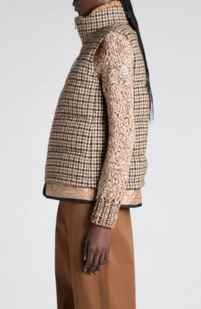 Moncler Touvet Check Down Puffer Vest In Brown
