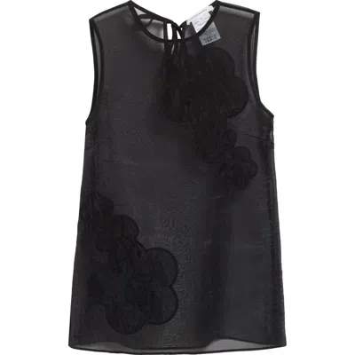 Cecilie Bahnsen Alba Liquid Myrtia Sheer Organza Tank In Black