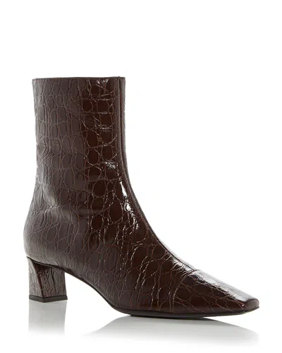 Giuseppe Zanotti Crocodile-effect Square-toe Boots In Brown
