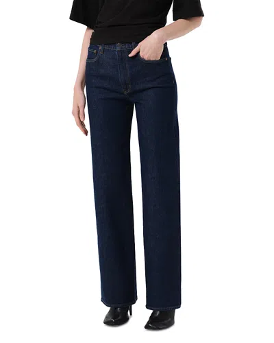 Agolde Harper Mid Rise Relaxed Straight Jeans In Reissue In Blue