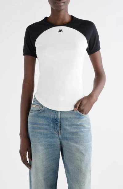 Courrèges Circle Contras T-shirt Woman Black And White In White